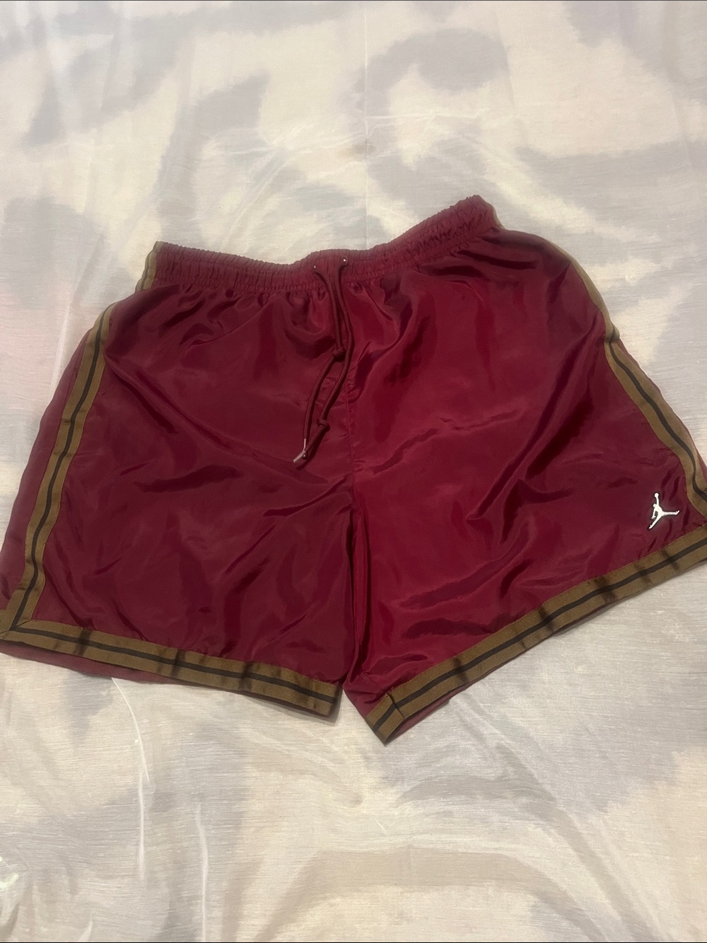 Nike Jordan Men's Maroon Athletic Shorts with Contrast Trim